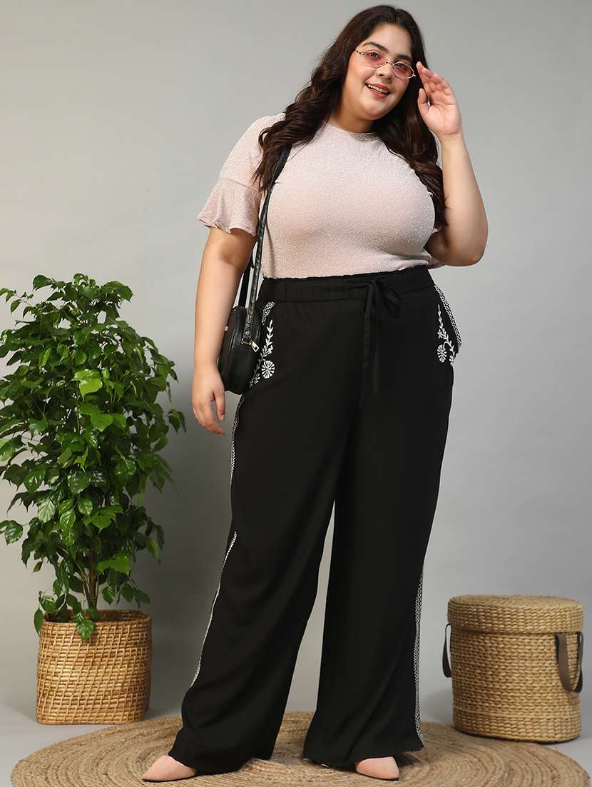women plus size solid mid rise wide leg trouser - 21981178 - Standard Image - 6
