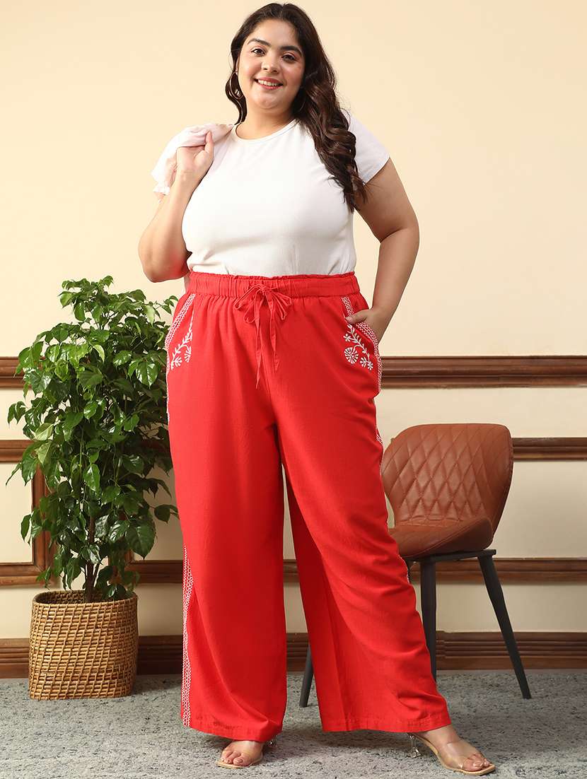 women plus size solid mid rise wide leg trouser - 21981179 - Standard Image - 4