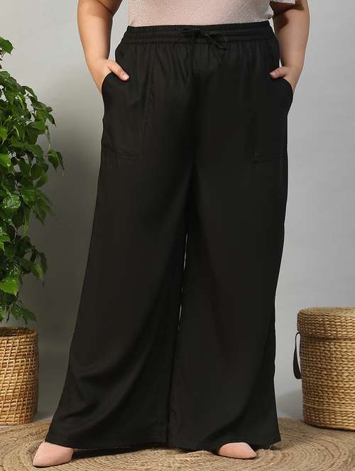 women plus size solid mid rise wide leg trouser - 21981181 - Standard Image - 0