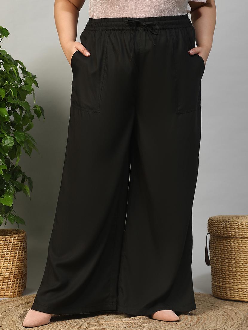 women plus size solid mid rise wide leg trouser - 21981181 - Zoom Image - 0
