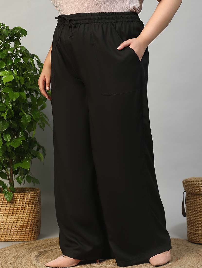 women plus size solid mid rise wide leg trouser - 21981181 - Standard Image - 4