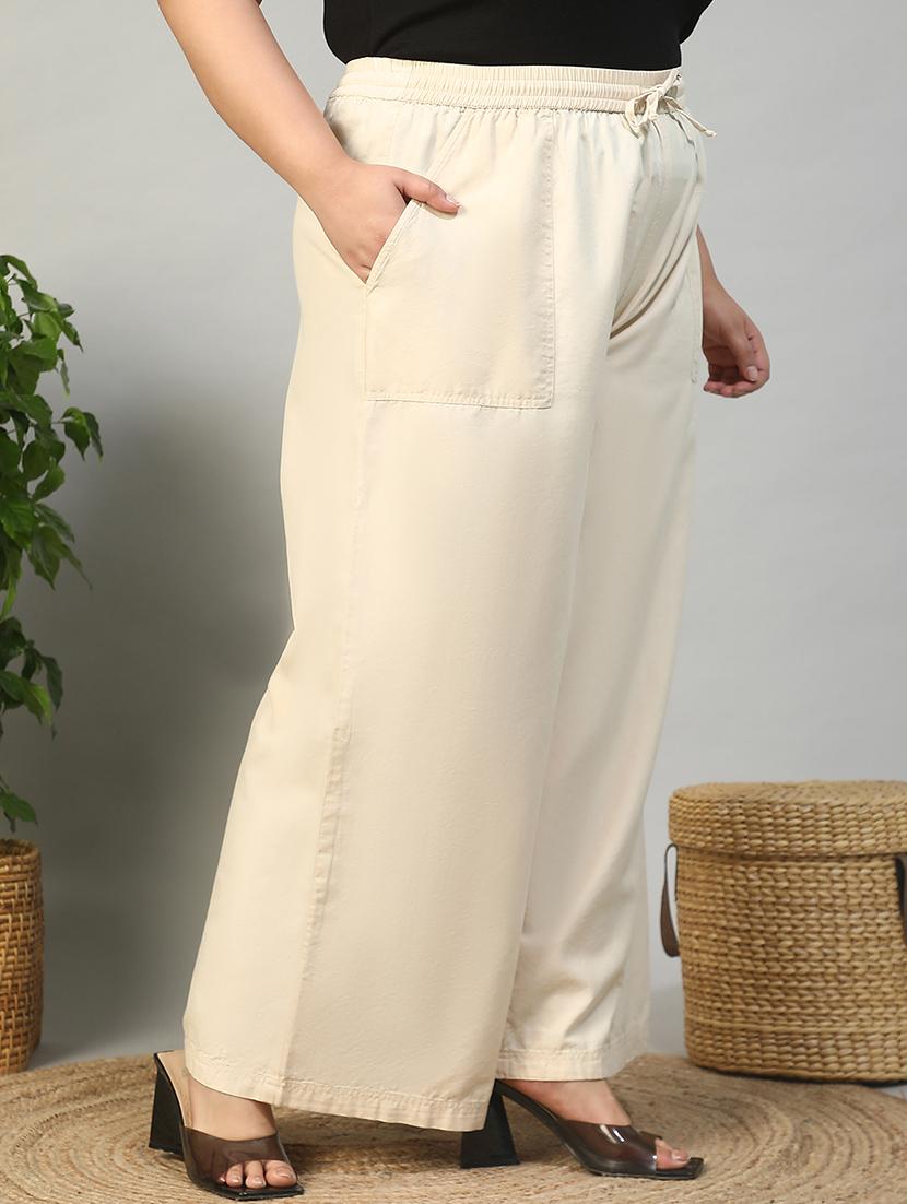 women plus size solid mid rise wide leg trouser - 21981182 - Standard Image - 1
