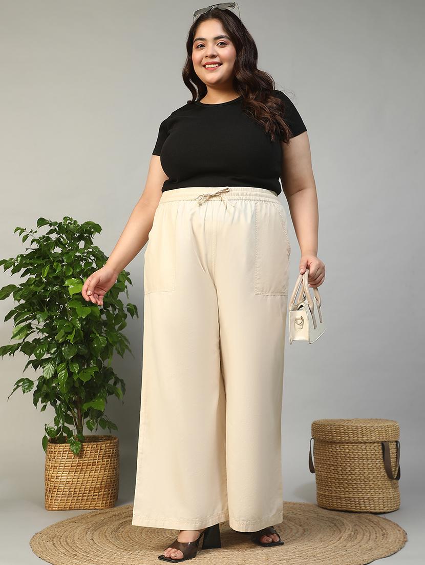 women plus size solid mid rise wide leg trouser - 21981182 - Standard Image - 4