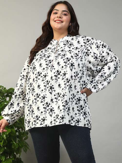 women plus size floral print puff sleeve top - 21981199 -  Standard Image - 0