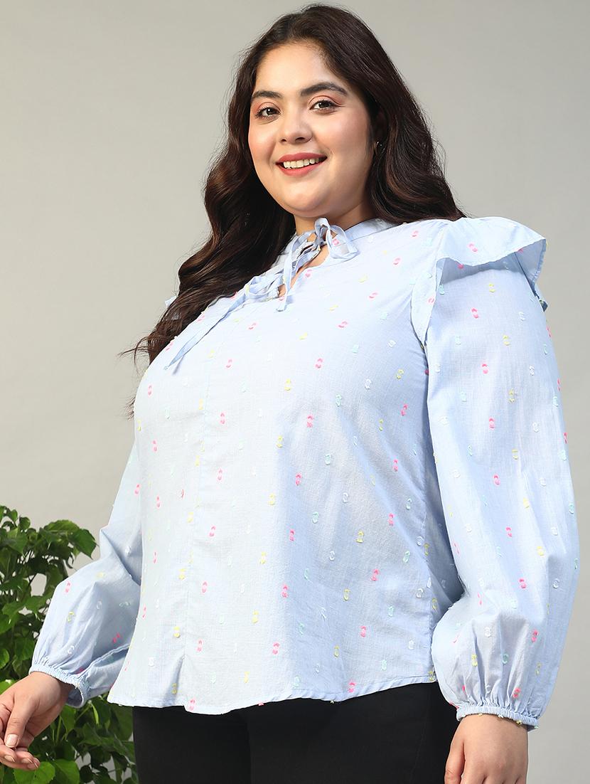 women plus size self designed puff sleeve top - 21981200 - Standard Image - 1