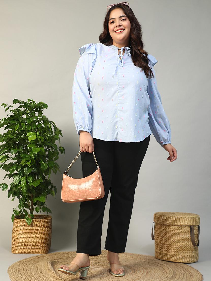 women plus size self designed puff sleeve top - 21981200 - Standard Image - 4