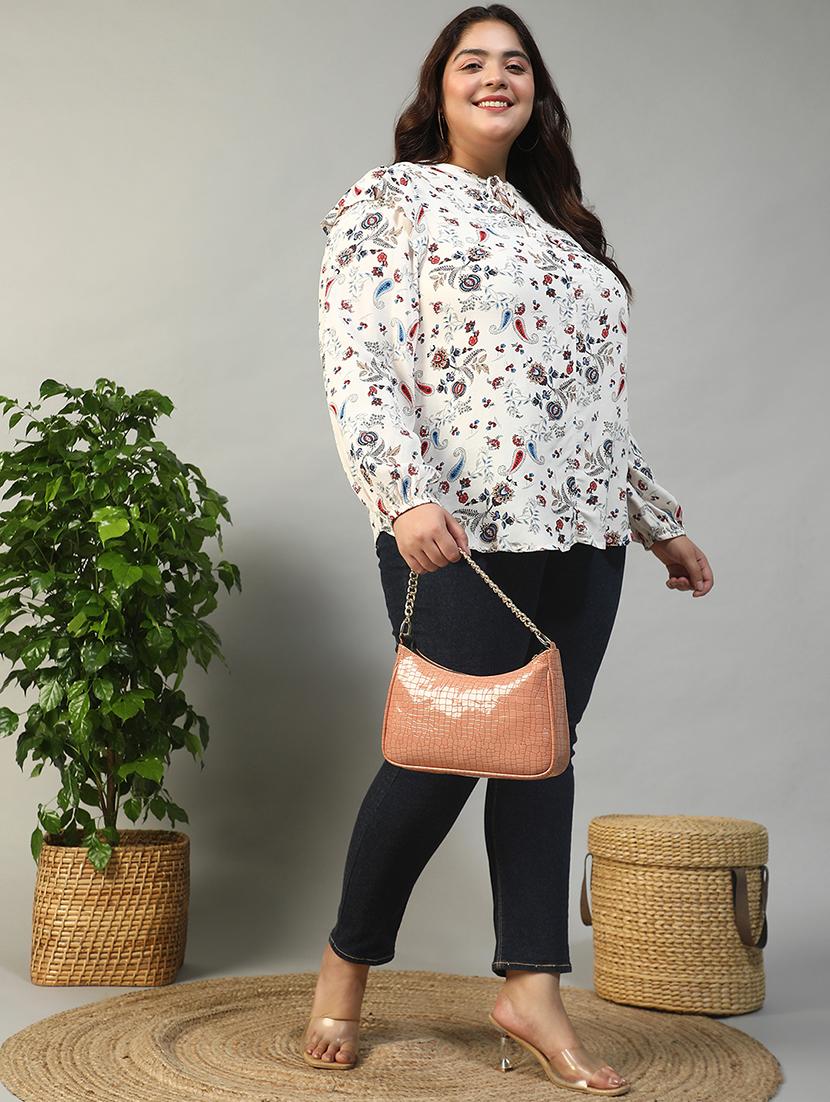 women plus size floral printed puff sleeve top - 21981201 - Standard Image - 4