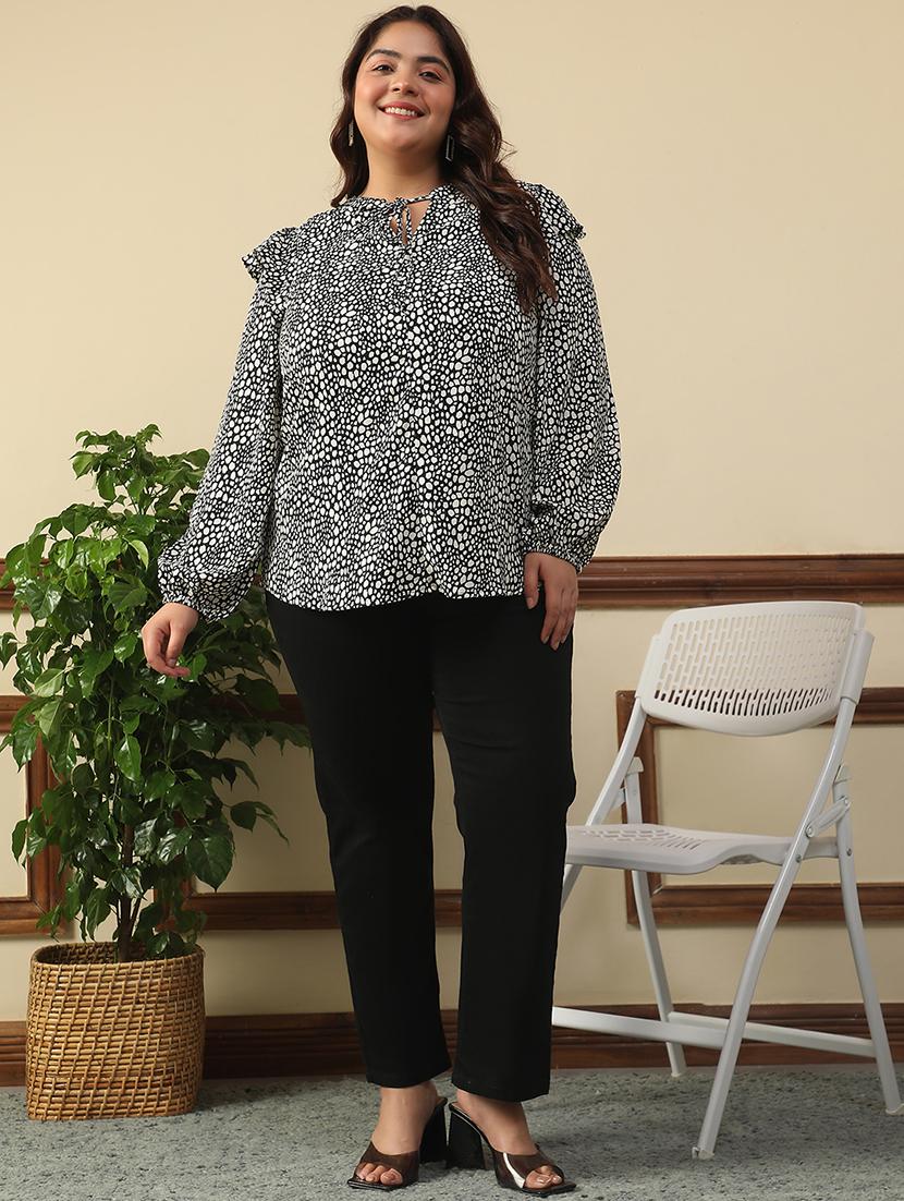women plus size animal print puff sleeve top - 21981202 - Standard Image - 4