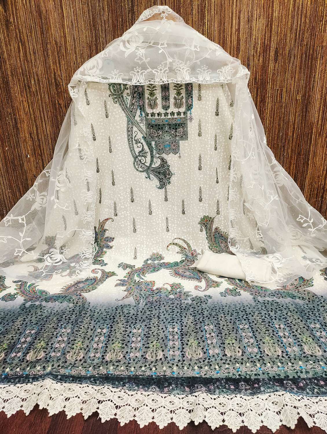 women embroidered unstitched suit set - 21981204 -  Standard Image - 1