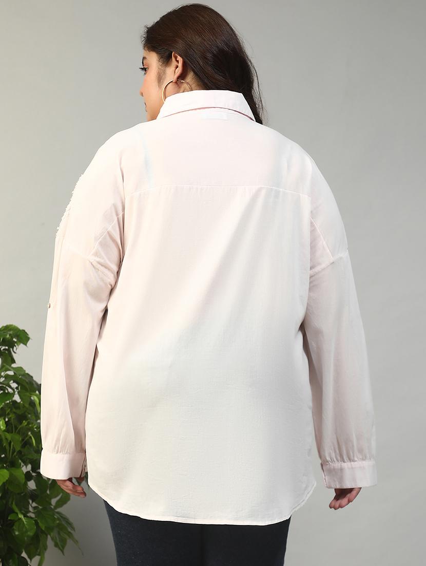 women plus size embroidered collared long sleeve shirt - 21981212 - Standard Image - 4