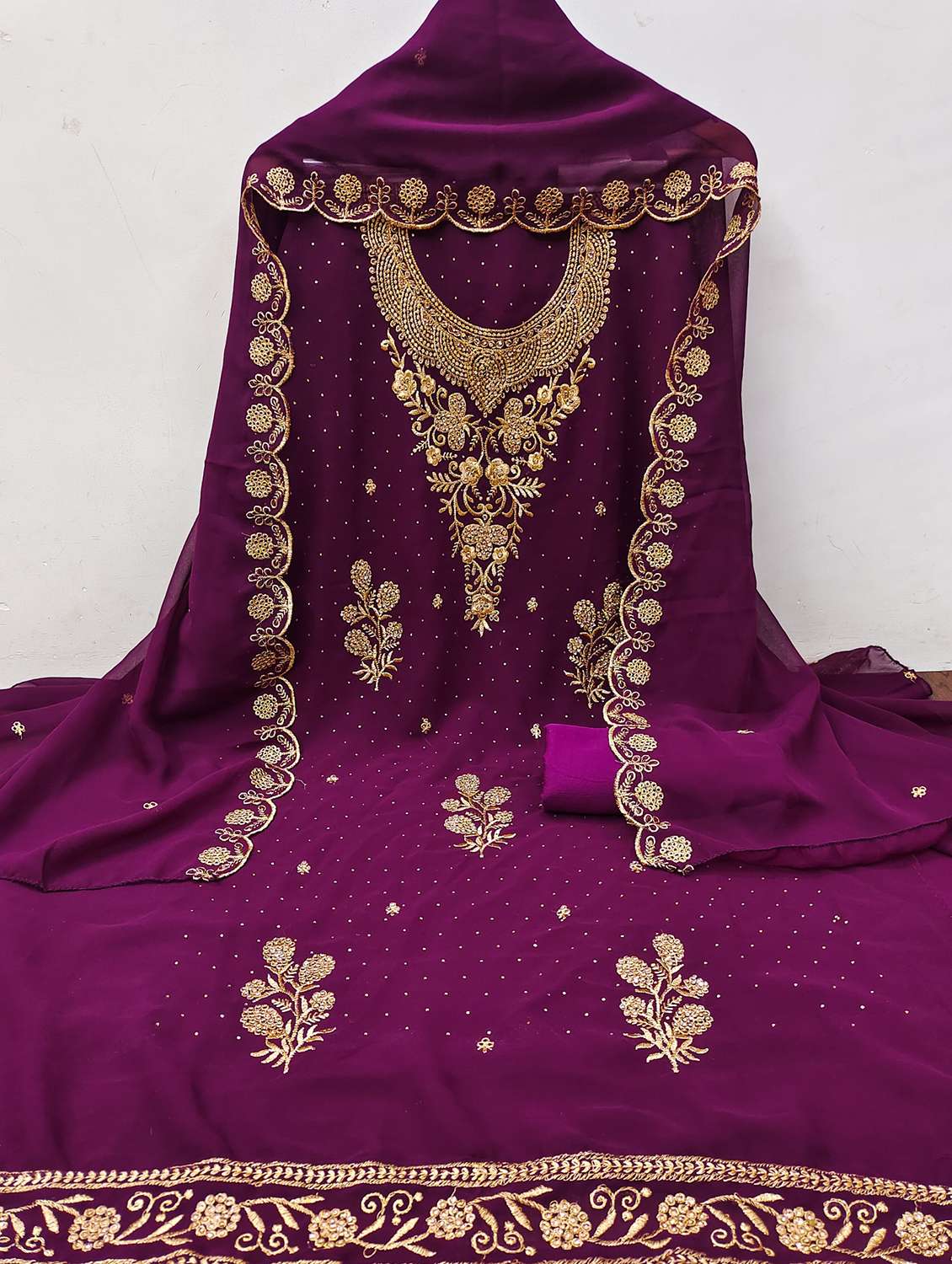 women embroidered unstitched suit set - 21981222 -  Standard Image - 1