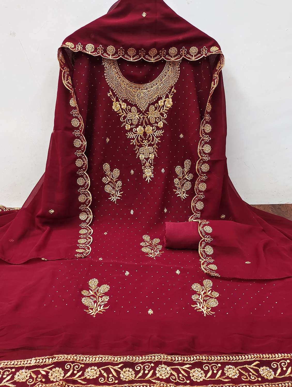 women embroidered unstitched suit set - 21981223 -  Standard Image - 1