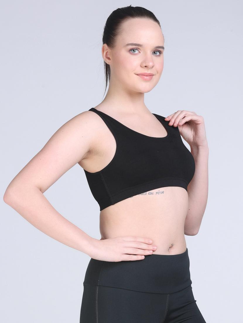women black solid sports bra - 21981229 -  Standard Image - 1