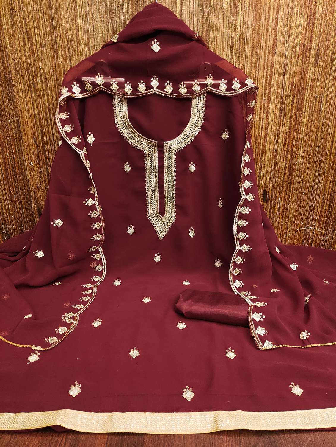 women embroidered unstitched suit set - 21981237 -  Standard Image - 1