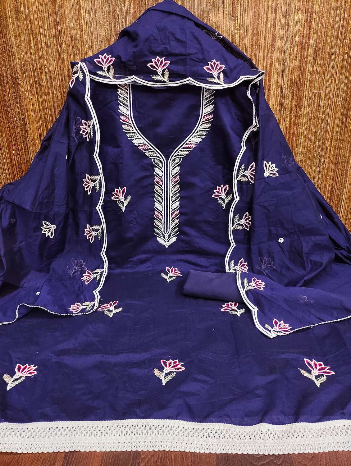 women embroidered unstitched suit set - 21981247 -  Standard Image - 1