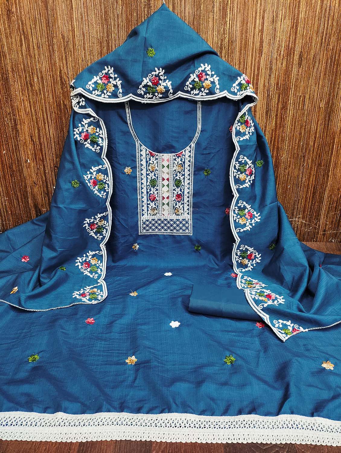 women embroidered unstitched suit set - 21981253 -  Standard Image - 1