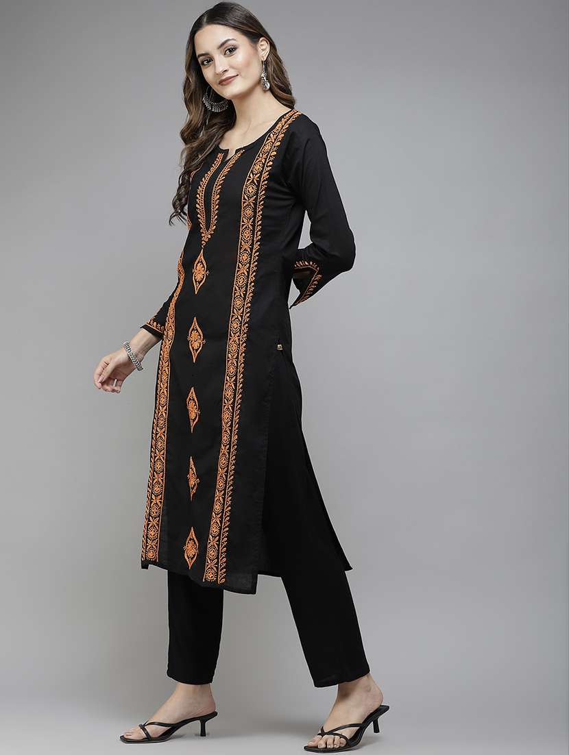 women embroidered long sleeve straight kurta - 21981256 - Standard Image - 1