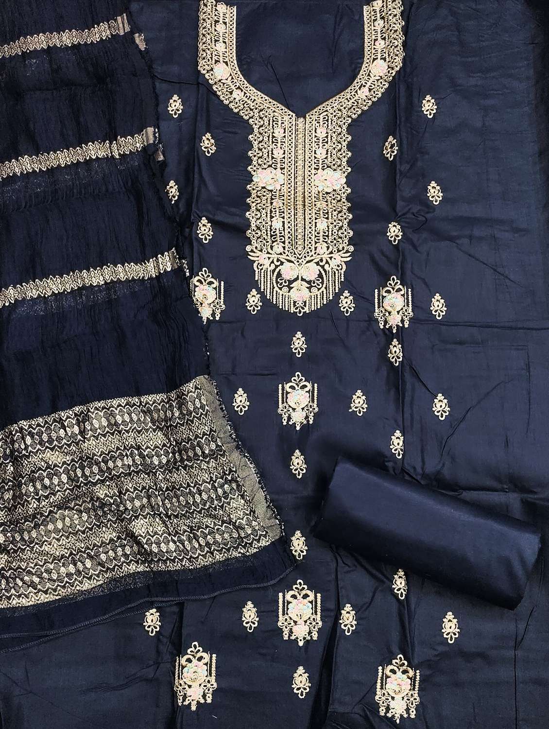 women embroidered unstitched suit set - 21981281 -  Standard Image - 1