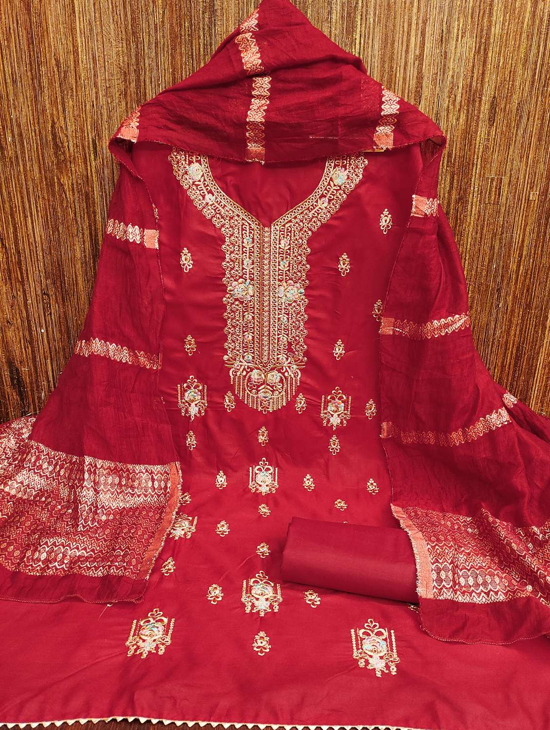 women embroidered unstitched suit set - 21981283 -  Standard Image - 1