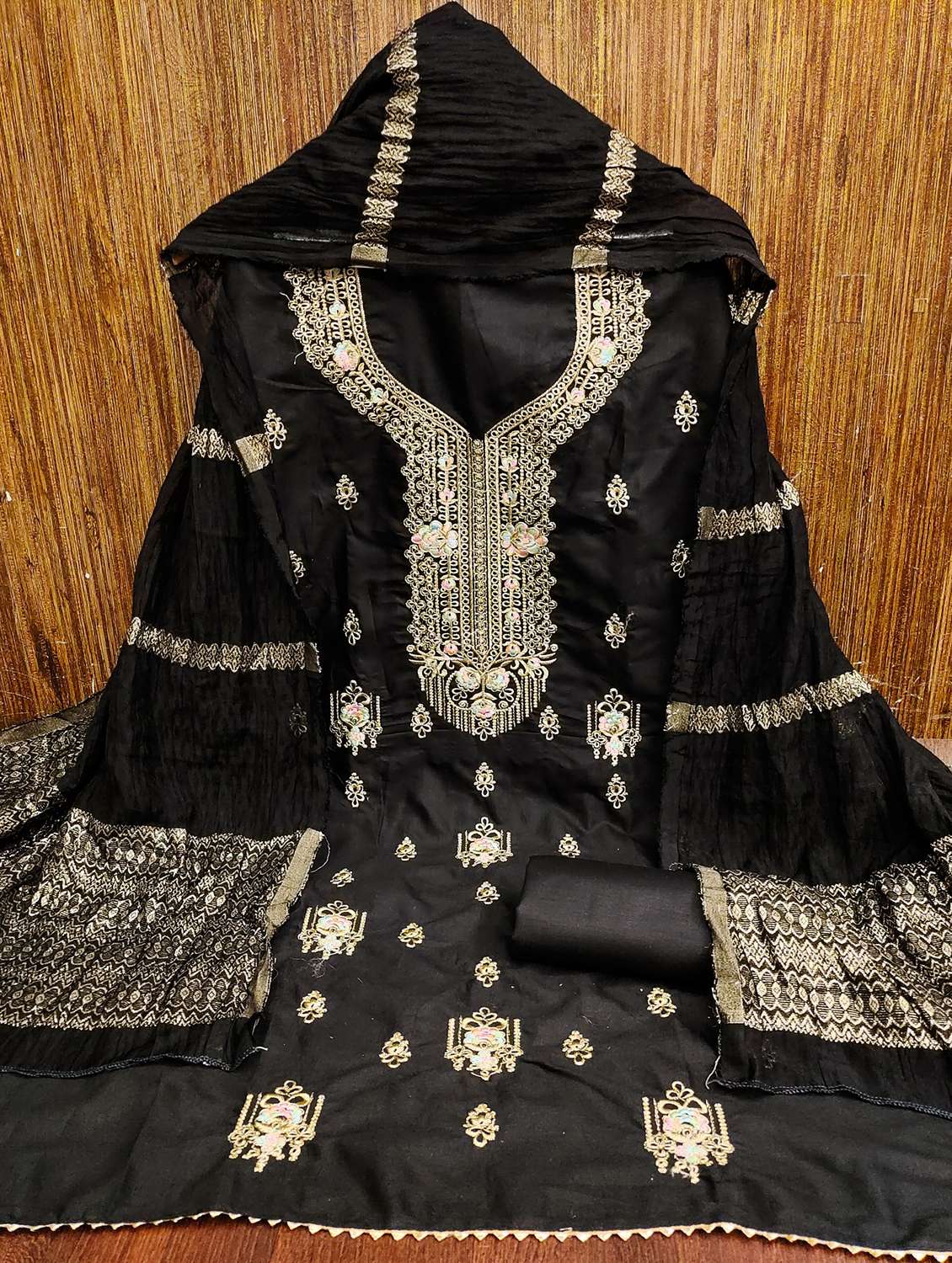 women embroidered unstitched suit set - 21981284 -  Standard Image - 1