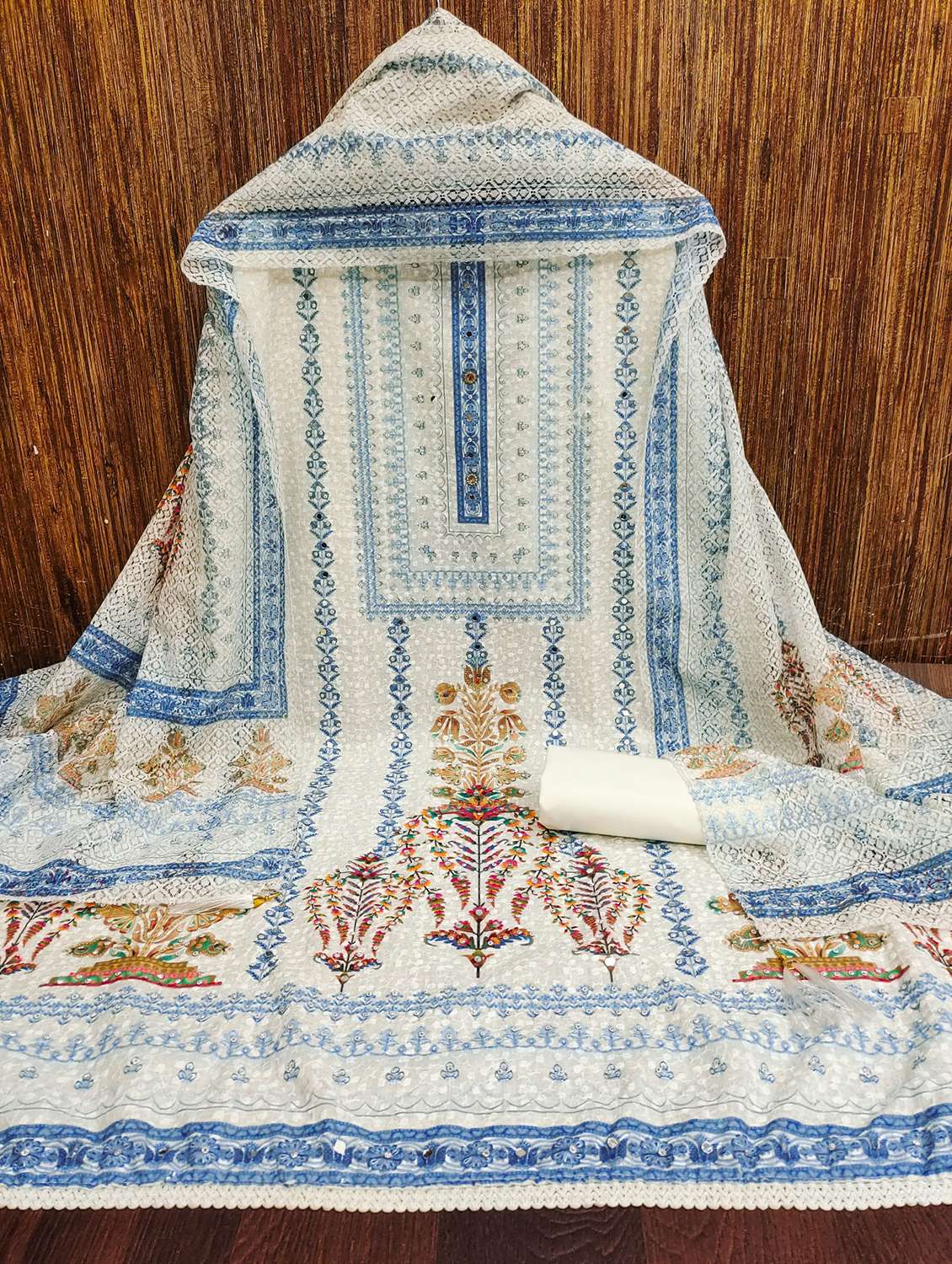 women embroidered unstitched suit set - 21981285 -  Standard Image - 1