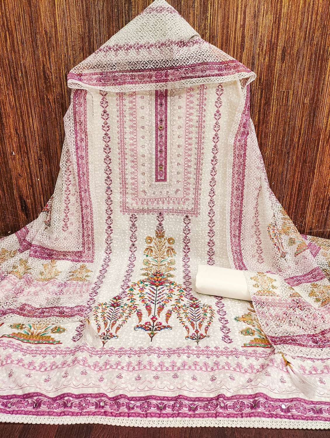 women embroidered unstitched suit set - 21981287 -  Standard Image - 1