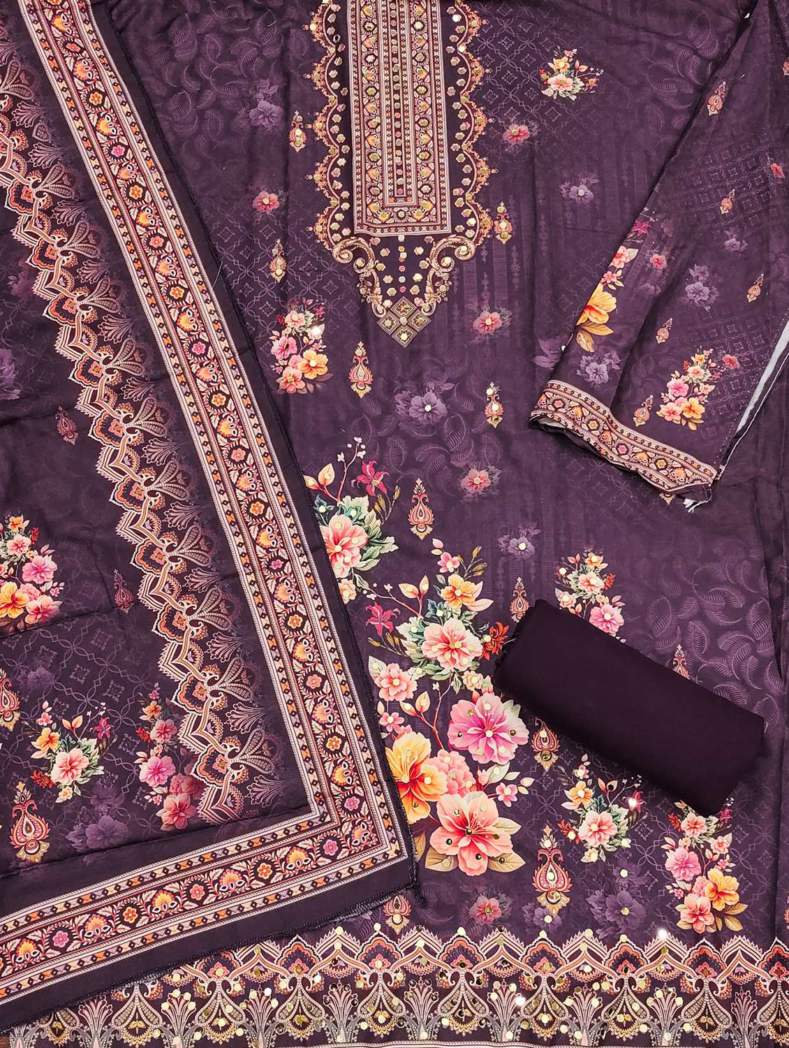 women floral print unstitched suit set - 21981294 -  Standard Image - 1