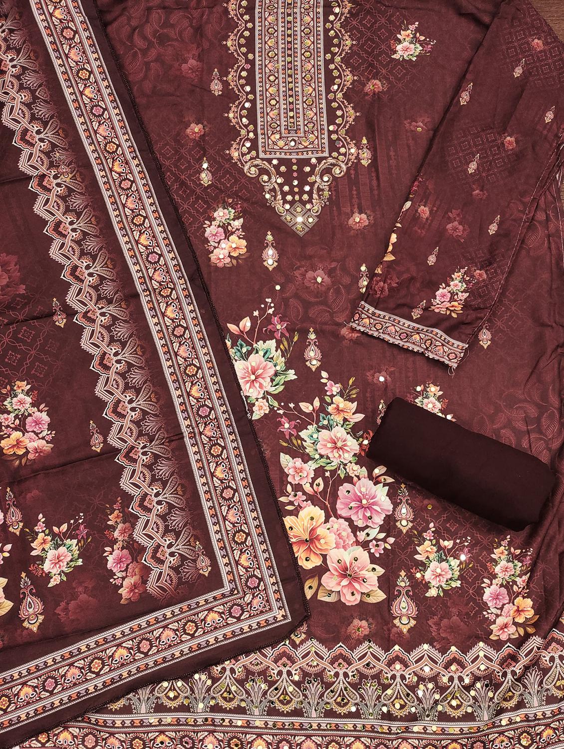 women floral print unstitched suit set - 21981295 - Standard Image - 1