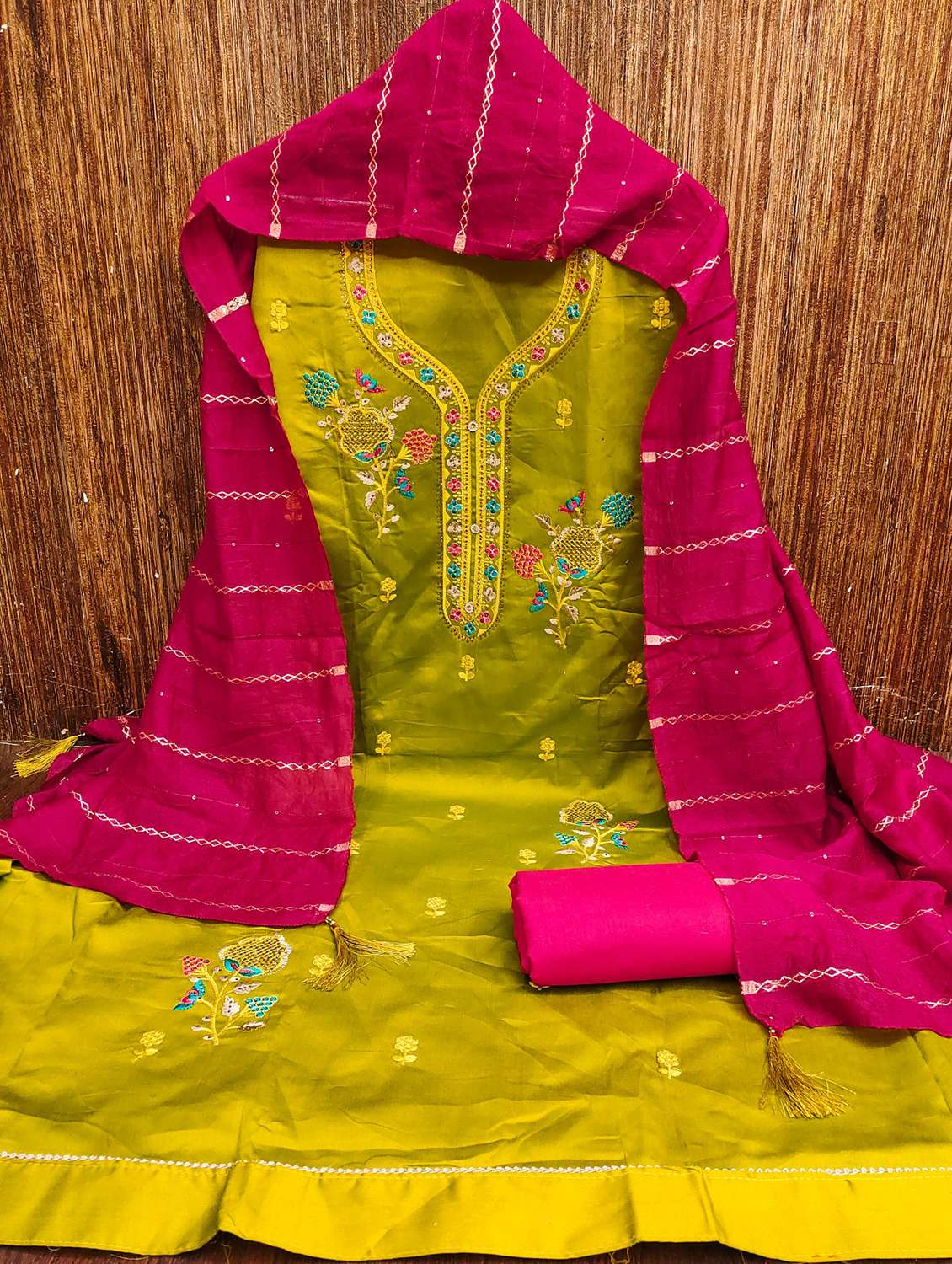 women embroidered unstitched suit set - 21981302 -  Standard Image - 1