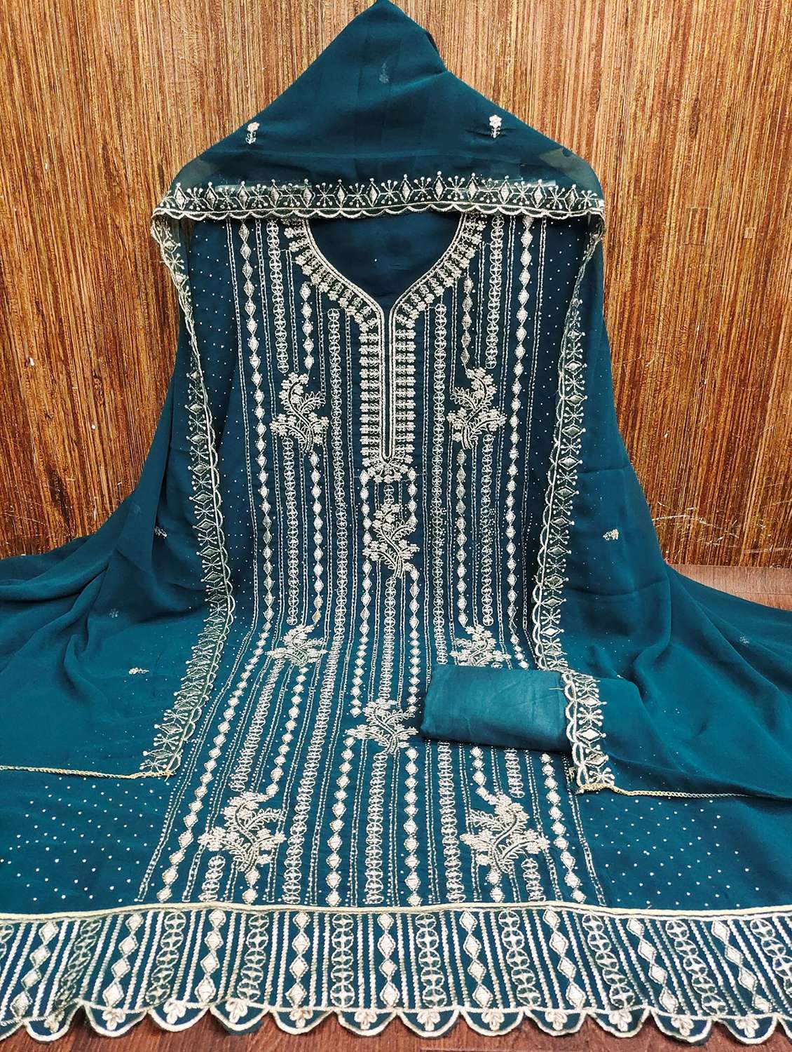 women embroidered unstitched suit set - 21981320 -  Standard Image - 1