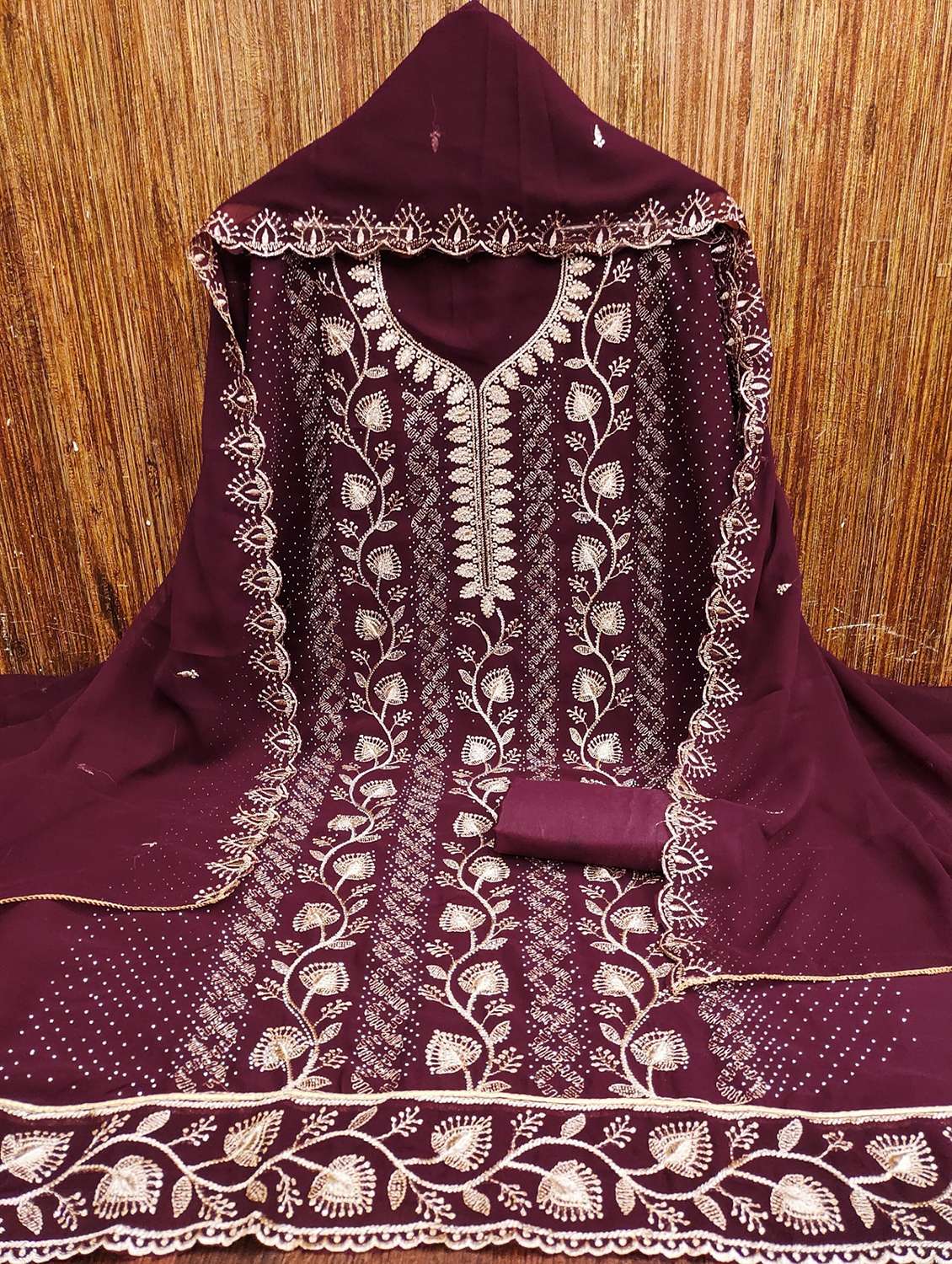 women embroidered unstitched suit set - 21981327 -  Standard Image - 1