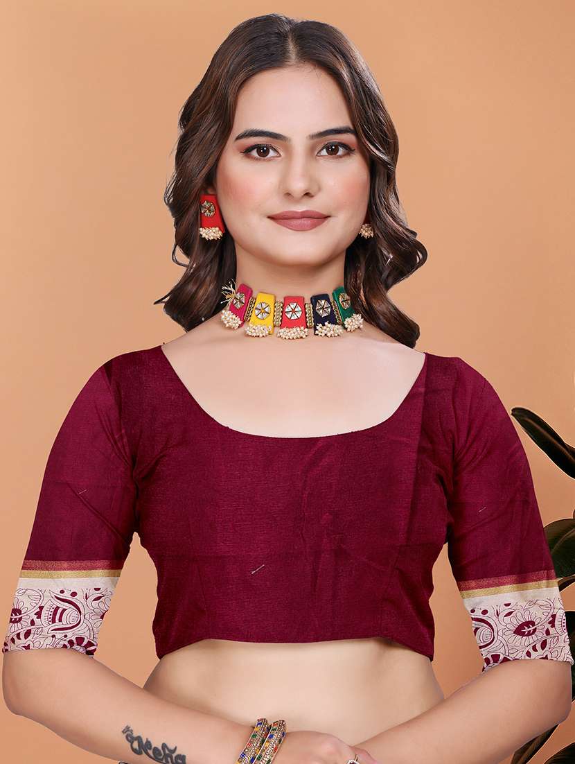 women kalamkari printed saree with blouse - 21981354 - Standard Image - 4