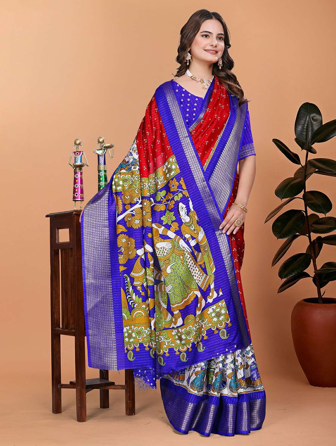 women printed bordered saree with blouse - 21981365 - Standard Image - 1