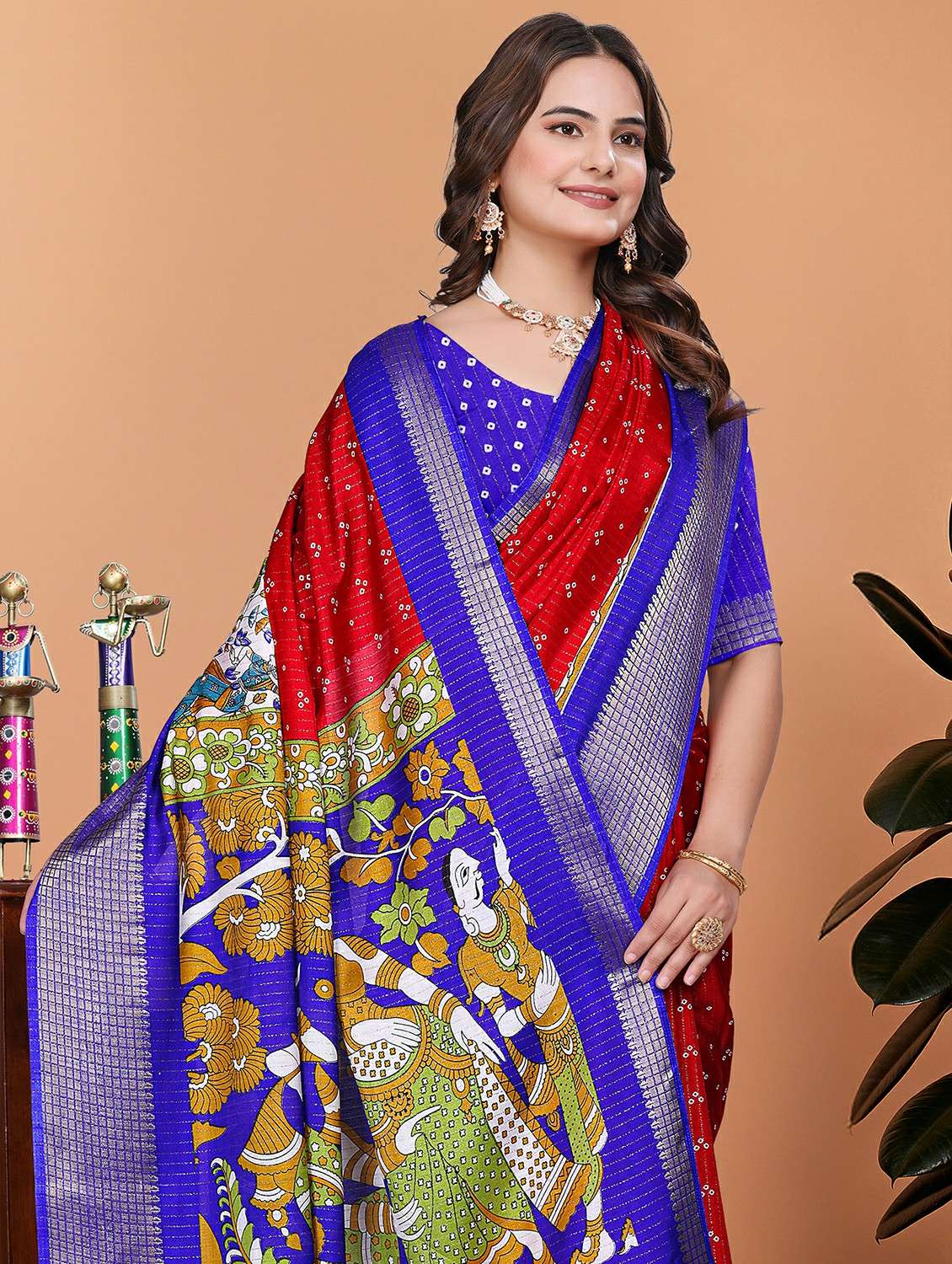 women printed bordered saree with blouse - 21981365 - Standard Image - 4