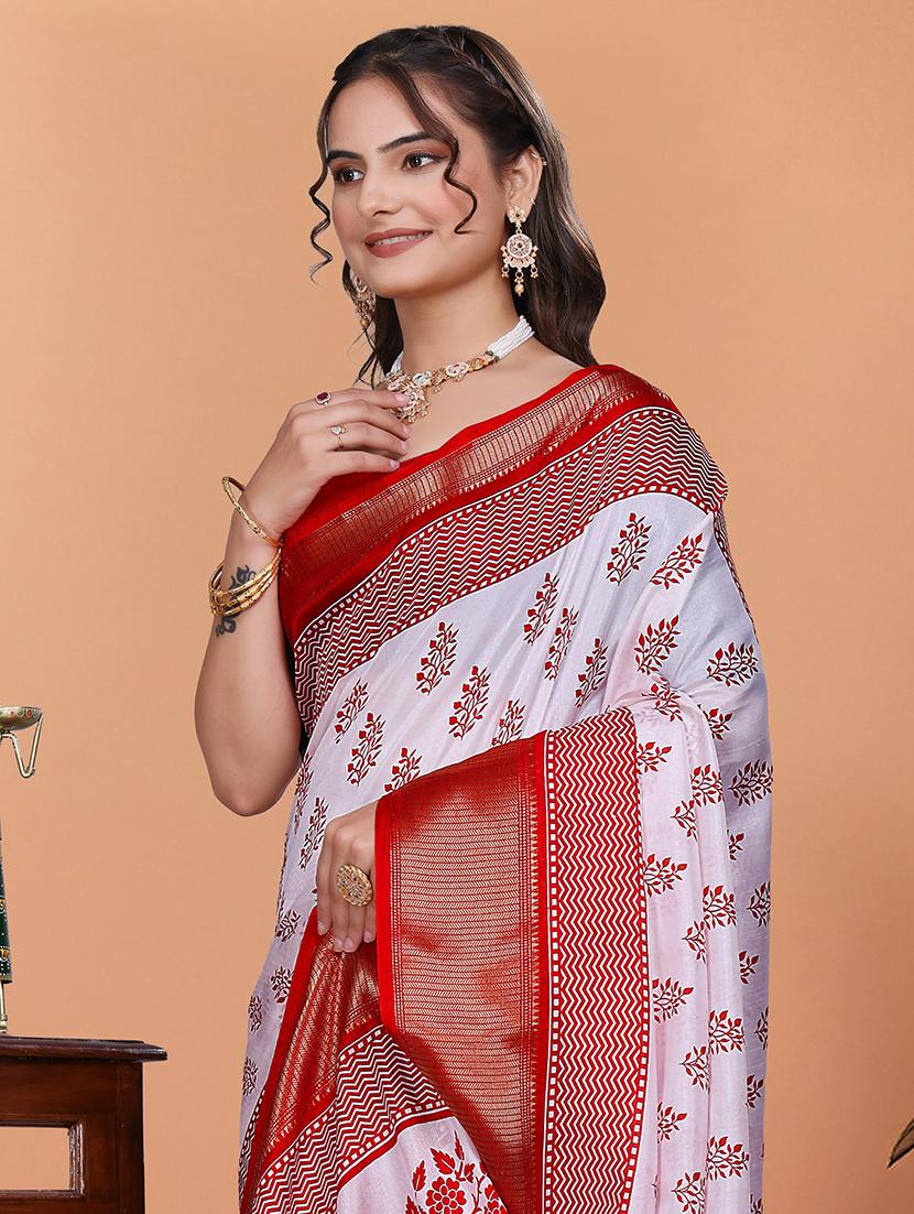 women printed bordered saree with blouse - 21981412 - Standard Image - 4