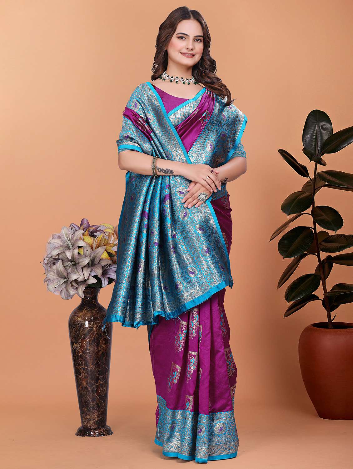 women self design banarasi saree with blouse - 21981424 -  Standard Image - 1