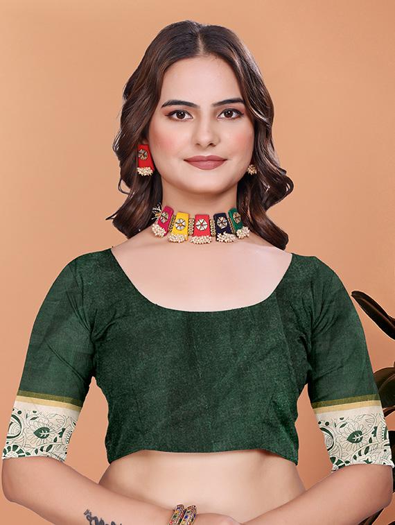 women kalamkari printed saree with blouse - 21981435 - Standard Image - 4