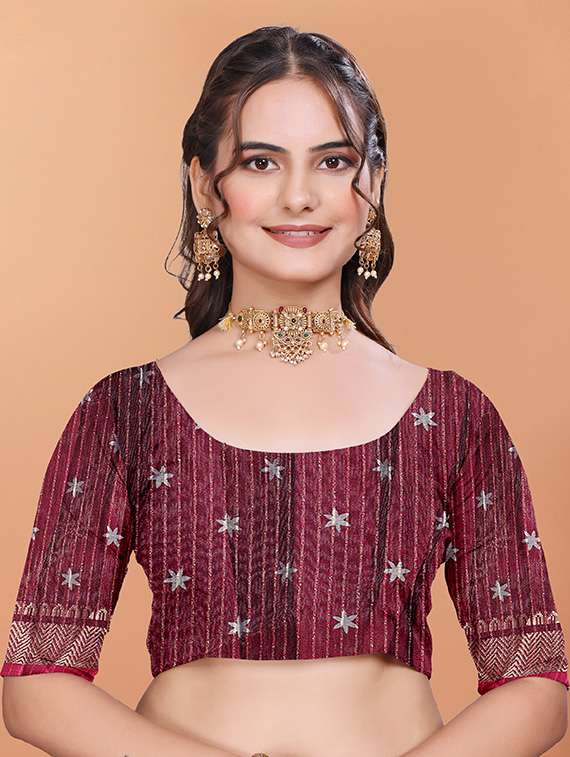 women printed bordered saree with blouse - 21981464 -  Standard Image - 4