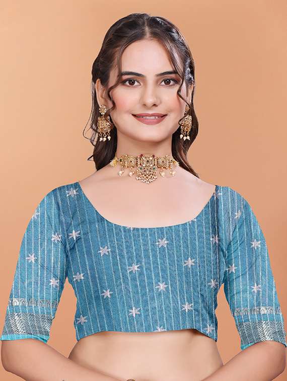 women printed bordered saree with blouse - 21981466 -  Standard Image - 4