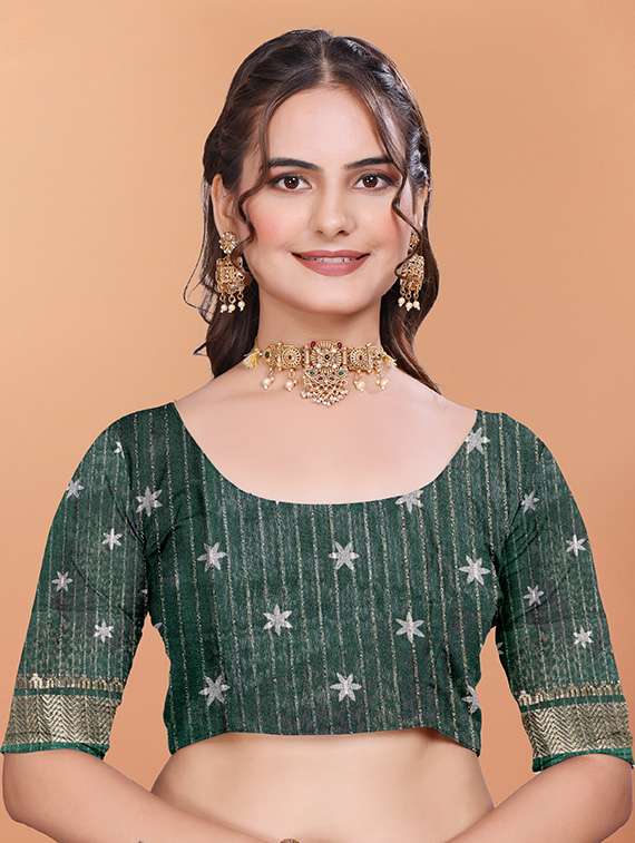 women printed bordered saree with blouse - 21981470 -  Standard Image - 4