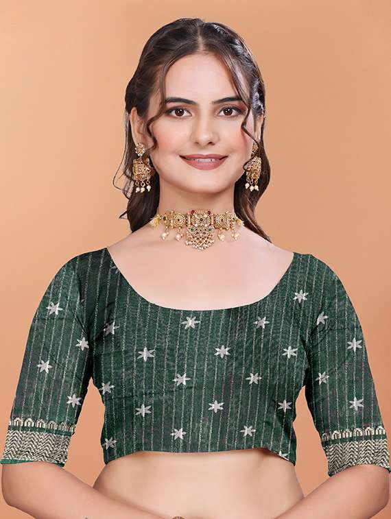 women printed bordered saree with blouse - 21981471 -  Standard Image - 4