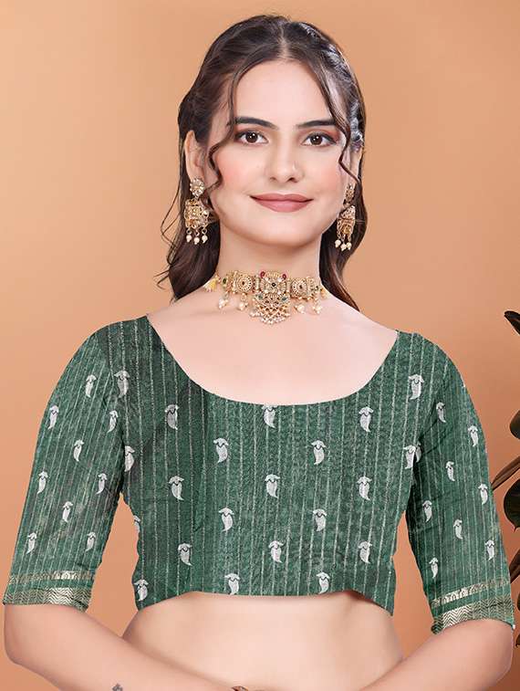 women printed bordered saree with blouse - 21981479 -  Standard Image - 4