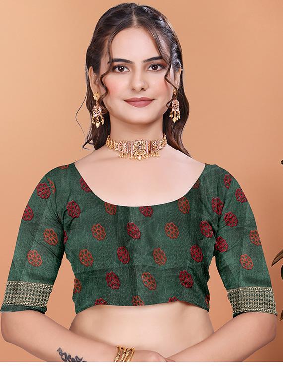 women printed bordered saree with blouse - 21981484 - Standard Image - 4