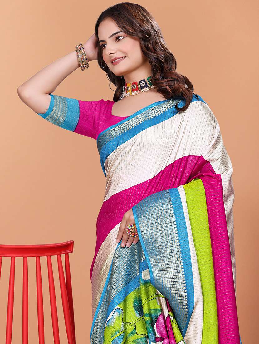 women printed bordered saree with blouse - 21981486 -  Standard Image - 4