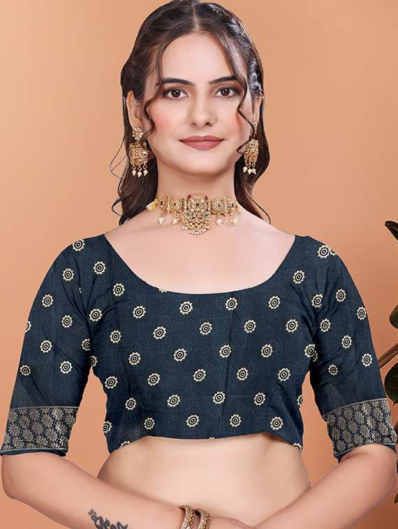 women printed bordered saree with blouse - 21981492 -  Standard Image - 4