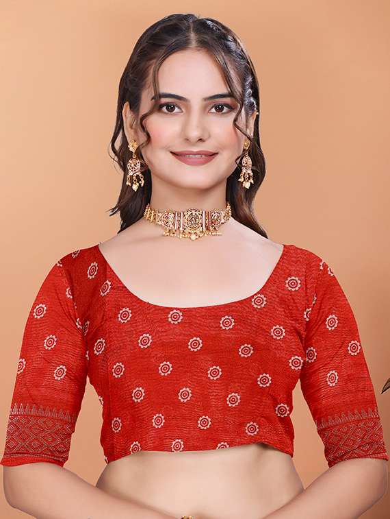 women printed bordered saree with blouse - 21981499 -  Standard Image - 4