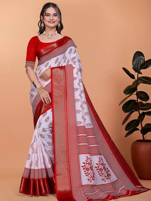 women printed bordered saree with blouse - 21981501 - Standard Image - 0
