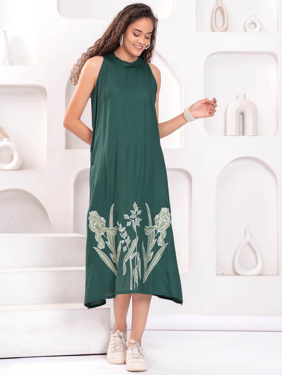 women printed halter neck sleeveless a-line dress - 21981551 - Standard Image - 4