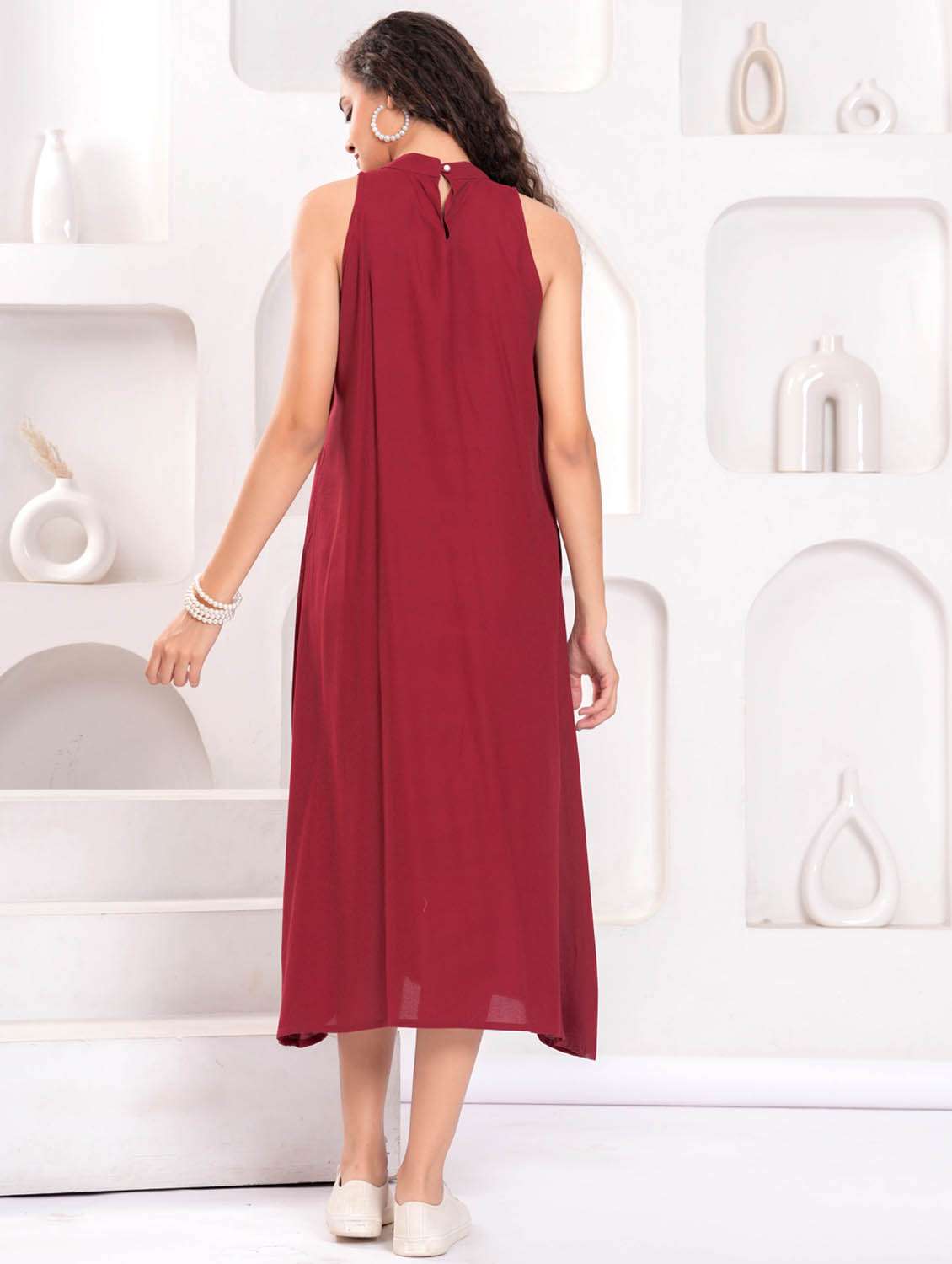 women printed halter neck sleeveless a-line dress - 21981552 -  Standard Image - 4