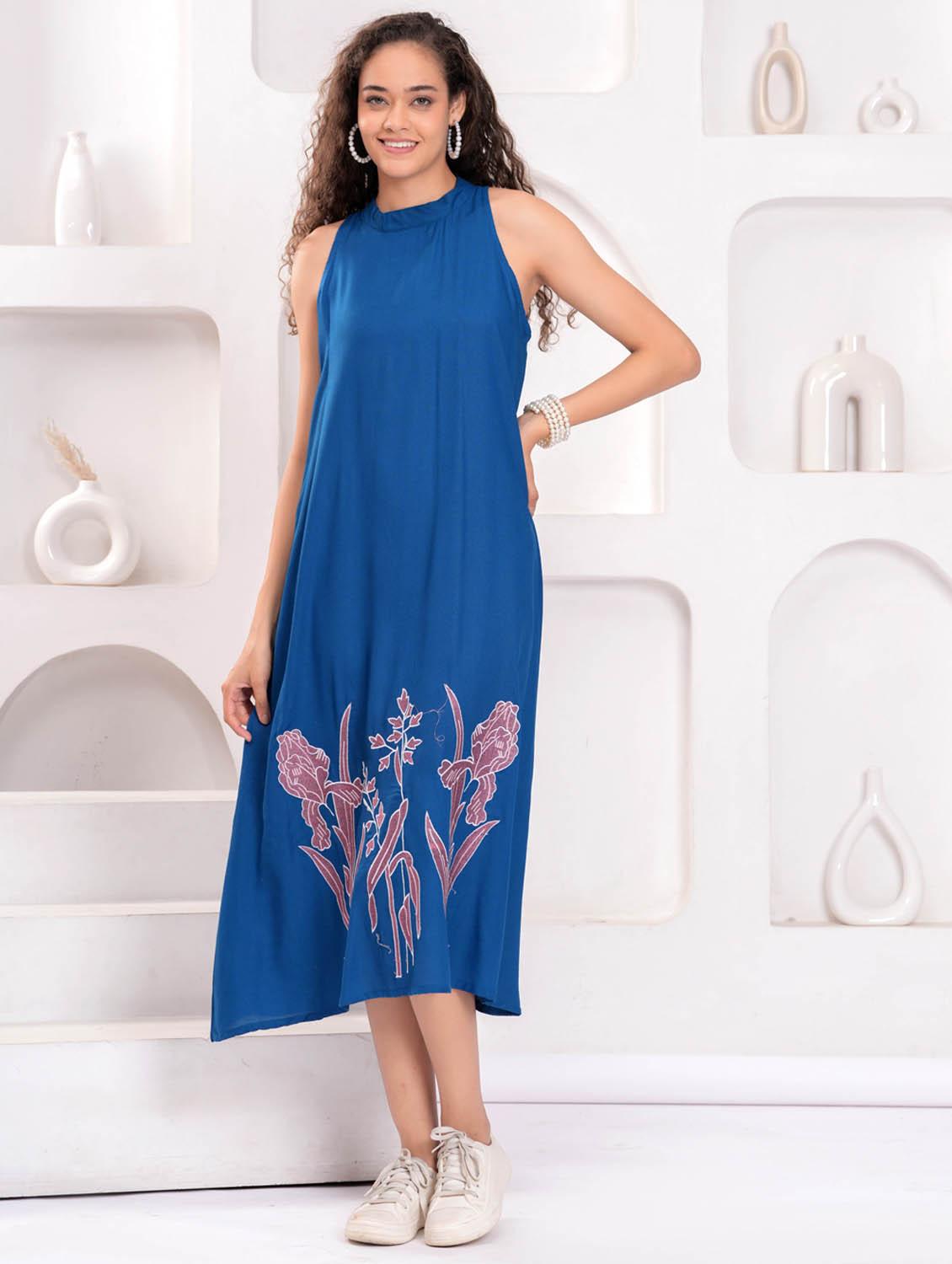 women printed halter neck sleeveless a-line dress - 21981553 - Standard Image - 4